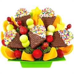 The Fruit Factory - ice cream cone pineapple slices dipped in chocolate & sprinkles - New City NY
