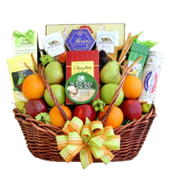 The Fruit Factory - gourmet basket, crackers, cheese, spread, apples, oranges - New City NY
